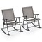Costway 2 PCS Patio Folding Rocking Chair Heavy-Duty Metal Frame Rockers Outdoor Black/Gray/Brown